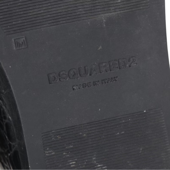 DSQUARED2 Black Croc-Embossed High-Top Sneakers. Italian leather. EU 38 - Picture 7 of 8